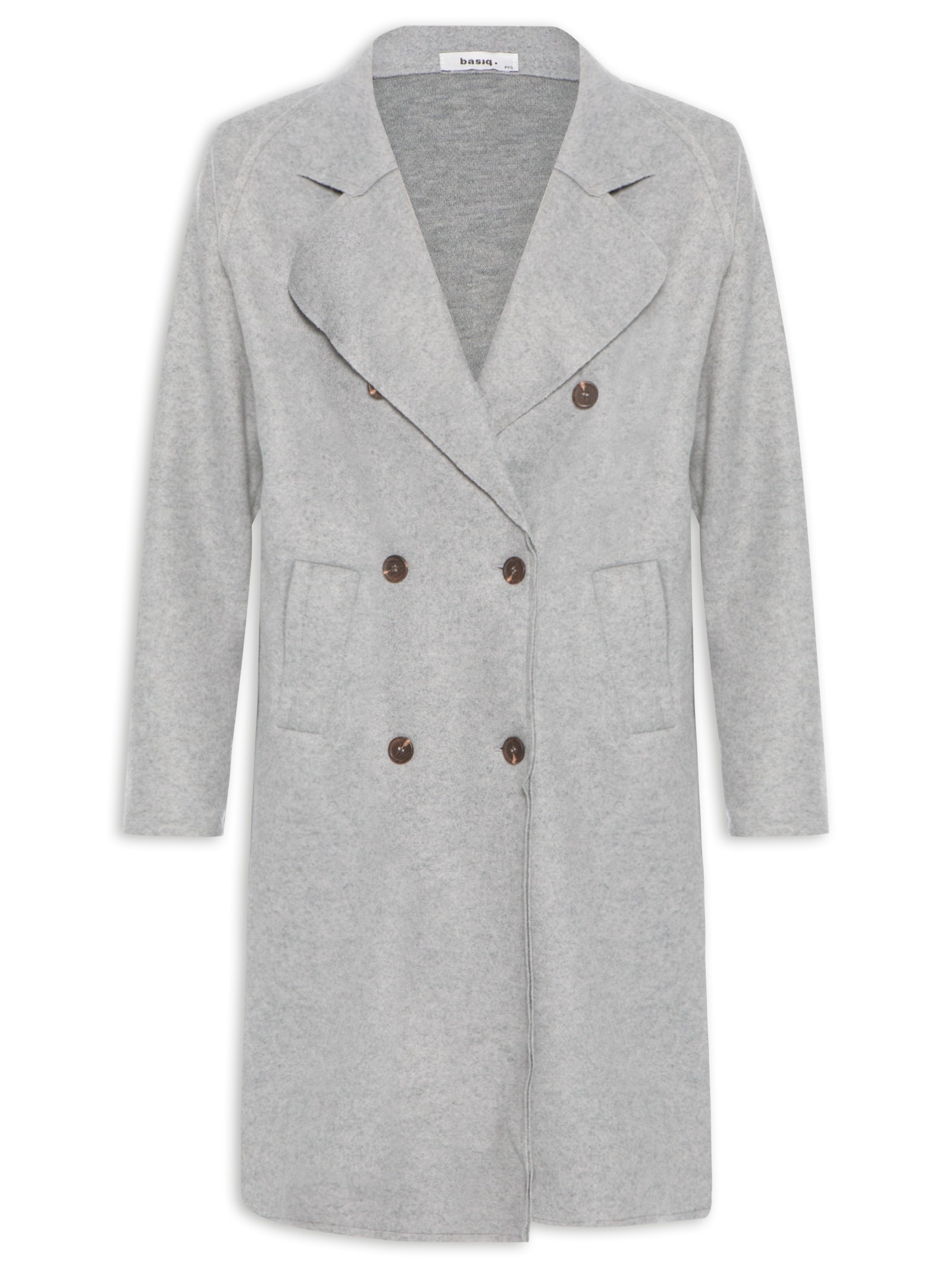 Casaco Feminino Trenchcoat Básico Alongado Cinza Basiq