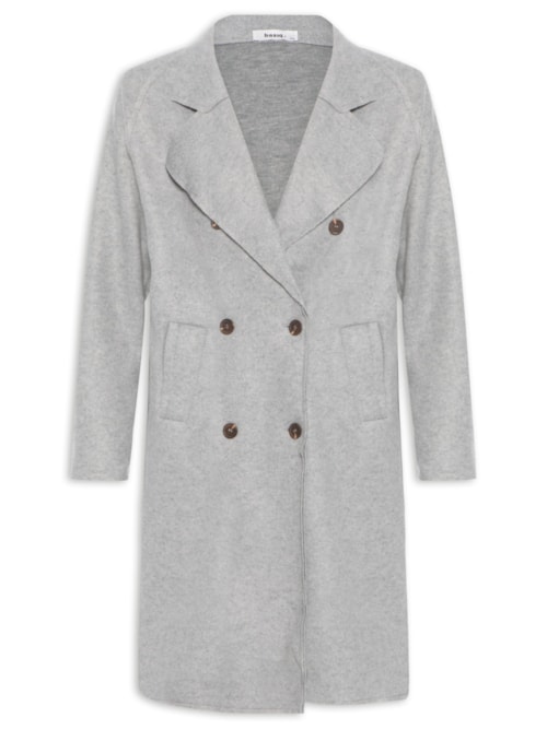Casaco Feminino Trenchcoat Básico Alongado – Cinza