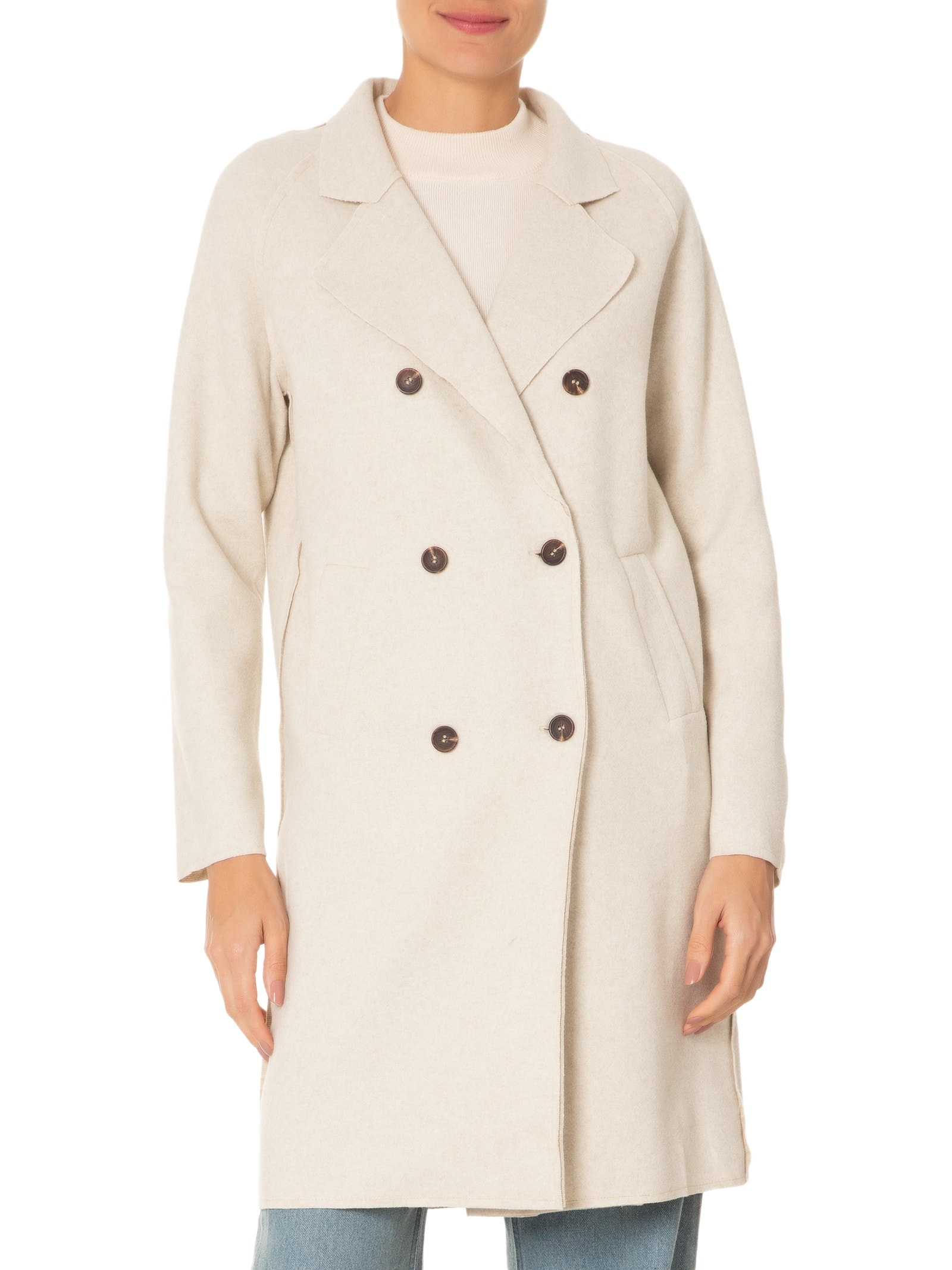 Casaco Feminino Trenchcoat Básico Alongado Off White Basiq