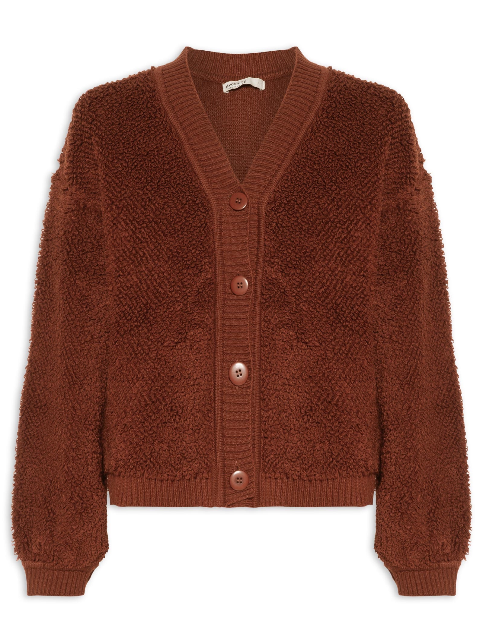 Casaco Feminino Tricot Atoalhado Marrom Dress To