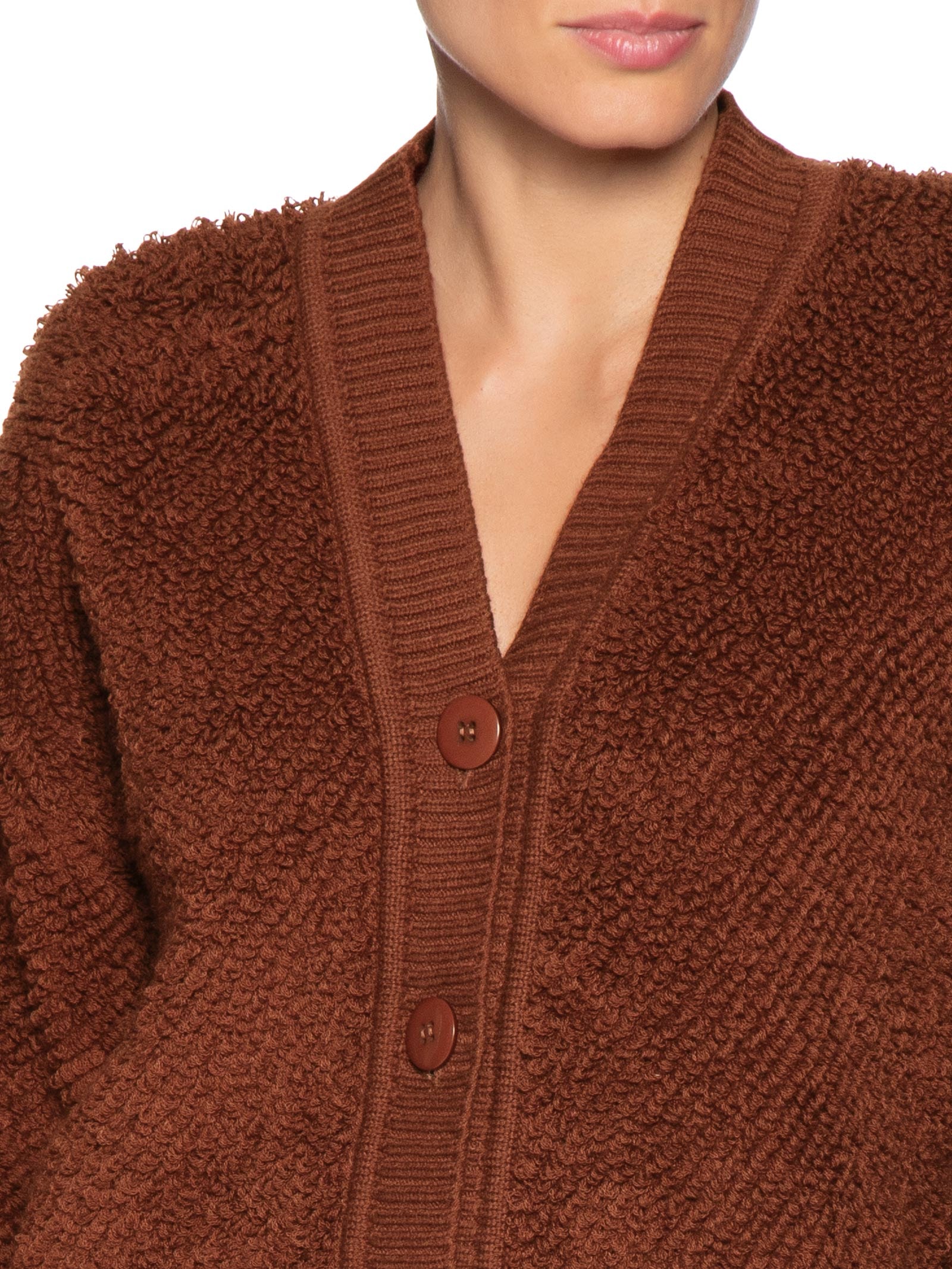 Casaco Feminino Tricot Atoalhado Marrom Dress To