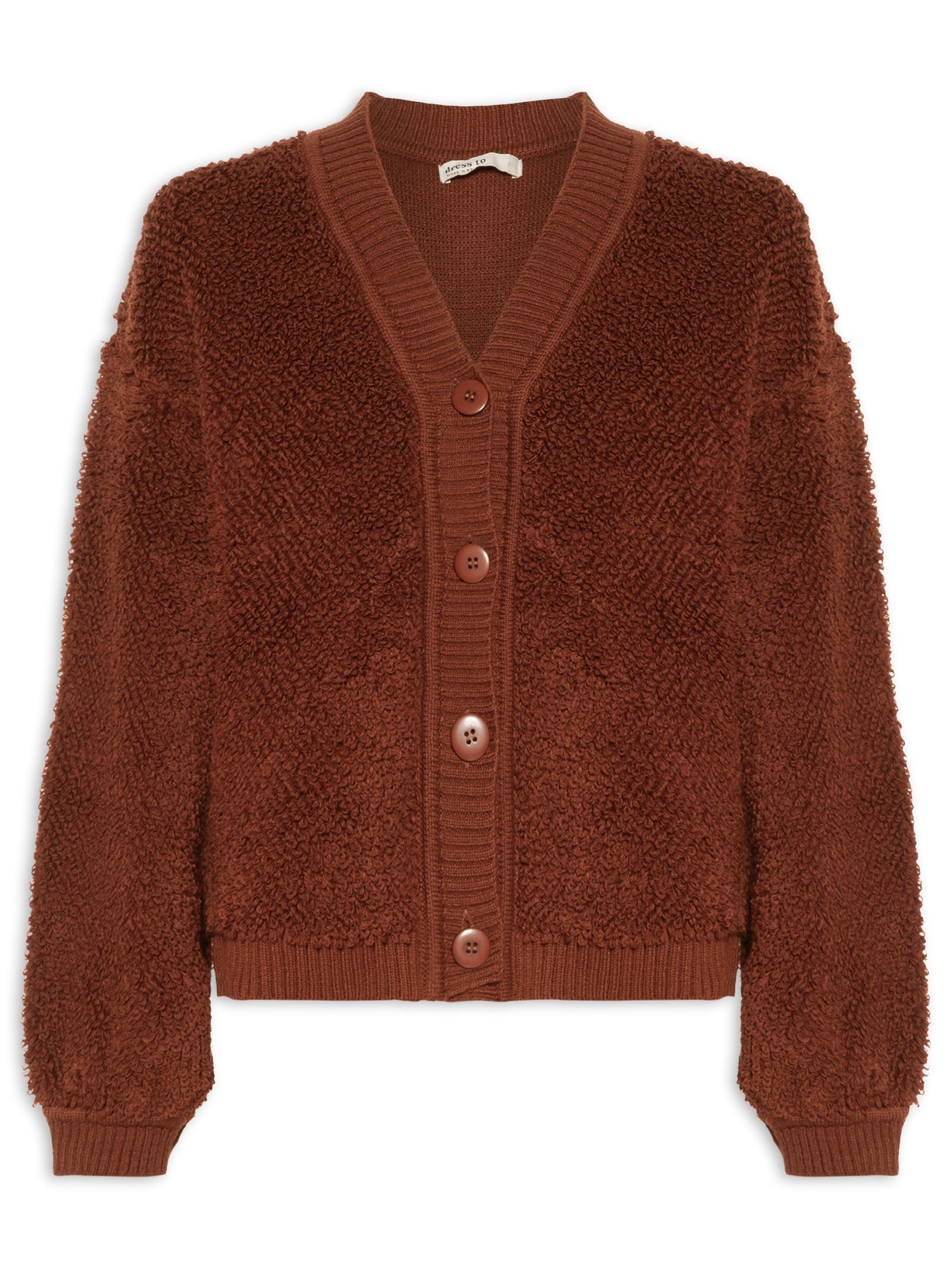 Casaco Feminino Tricot Atoalhado Marrom Dress To