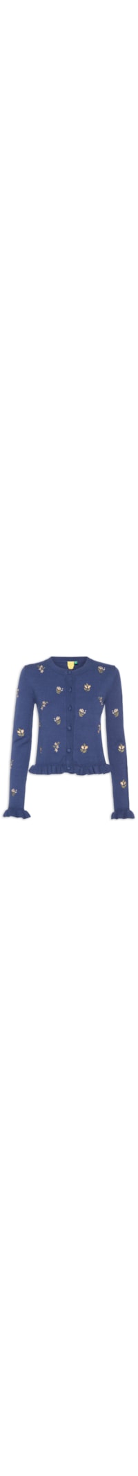 Casaco Feminino Tricot Jardim de Azaleias - Azul