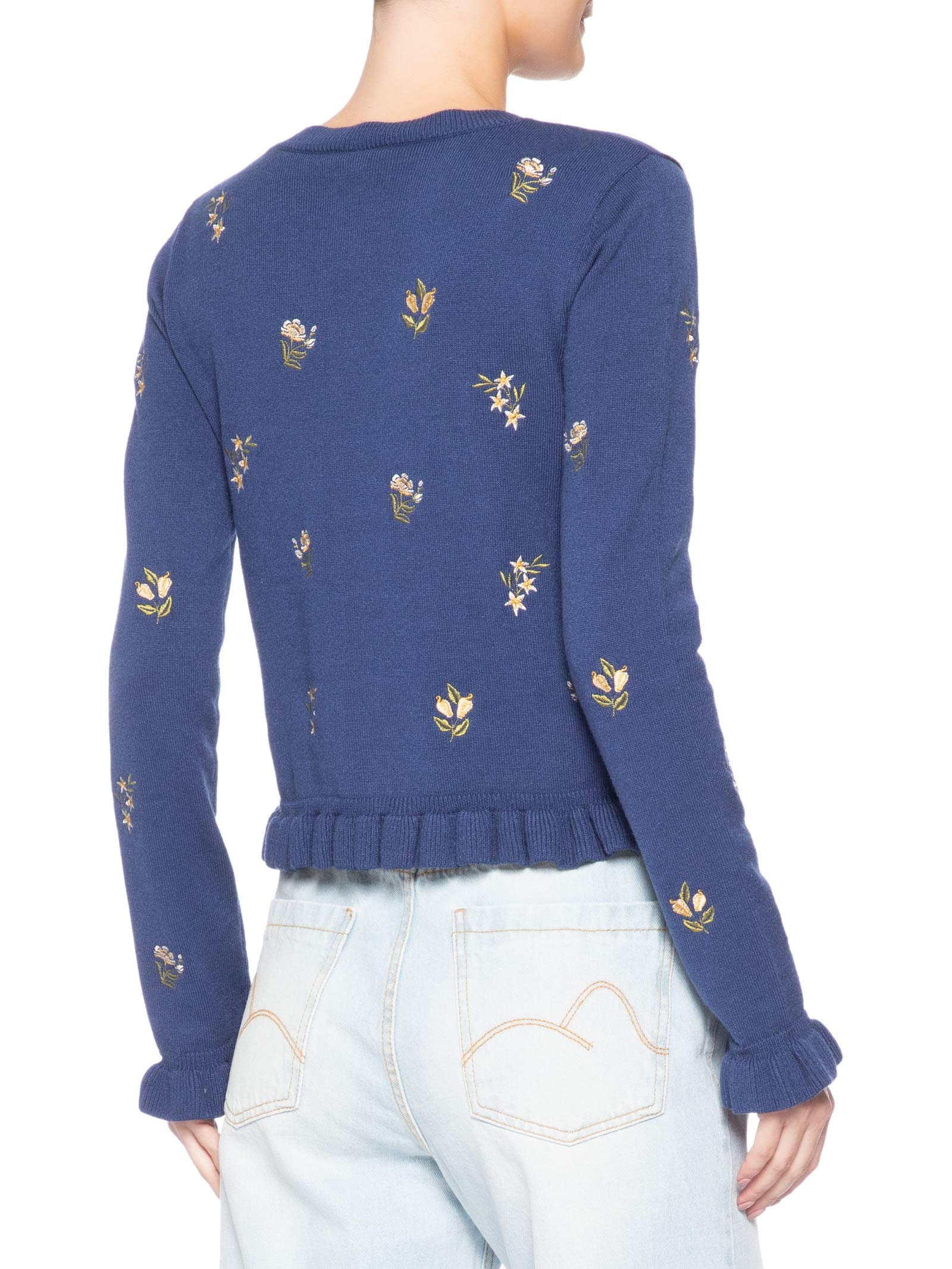 Casaco Feminino Tricot Jardim de Azaleias Azul Farm
