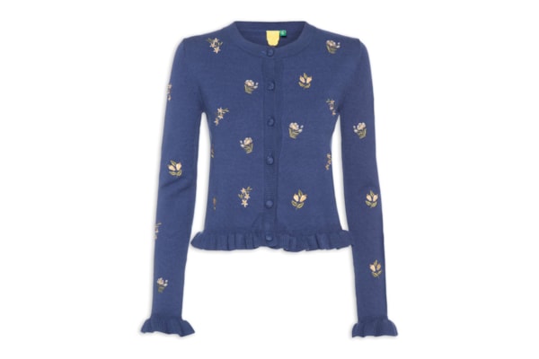 Casaco Feminino Tricot Jardim de Azaleias - Azul