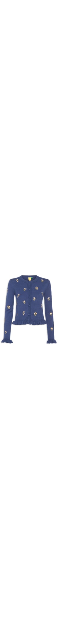 Casaco Feminino Tricot Jardim de Azaleias - Azul