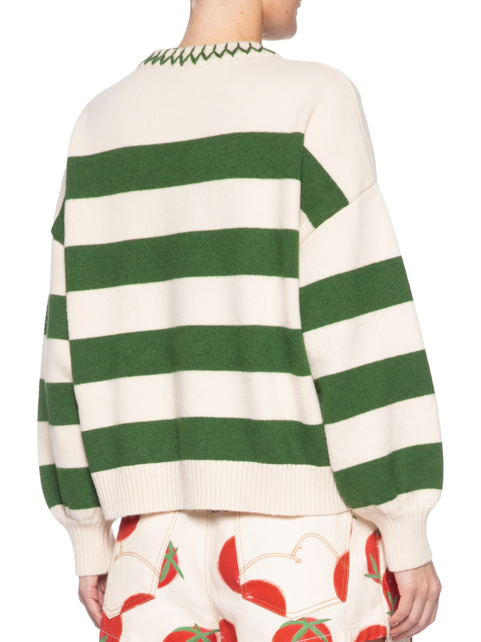 Casaco Feminino Tricot Listra Tomate Off White Farm