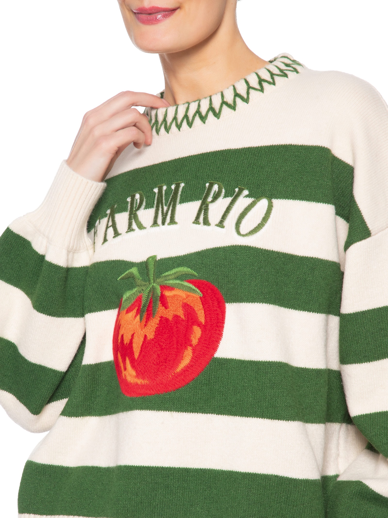 Casaco Feminino Tricot Listra Tomate Off White Farm