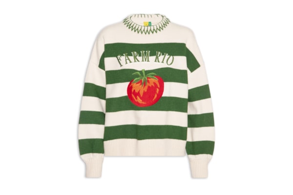 Casaco Feminino Tricot Listra Tomate - Off White