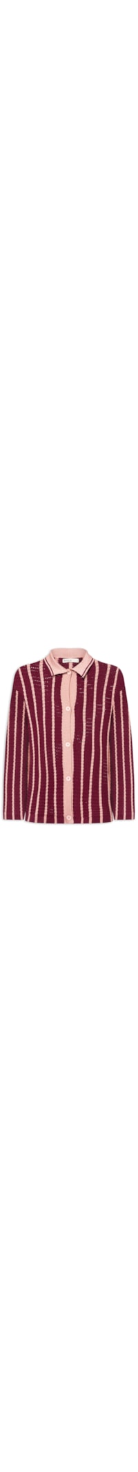 Casaco Feminino Tricot Listrado - Rosa