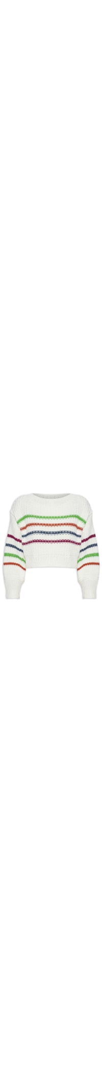 Casaco Feminino Tricot Listras - Branco