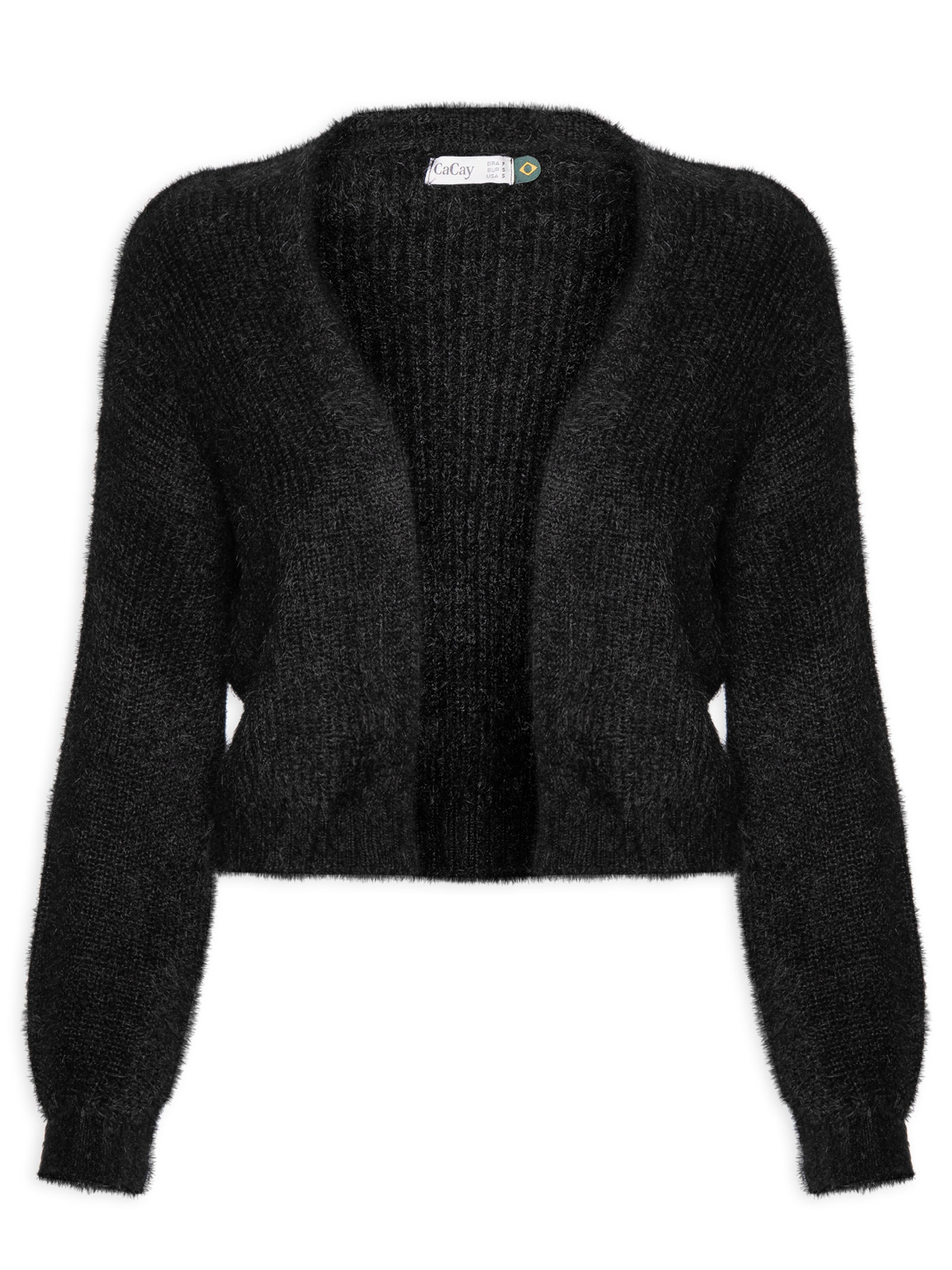 Casaco Feminino Tricot Pelinho Preto Cacay