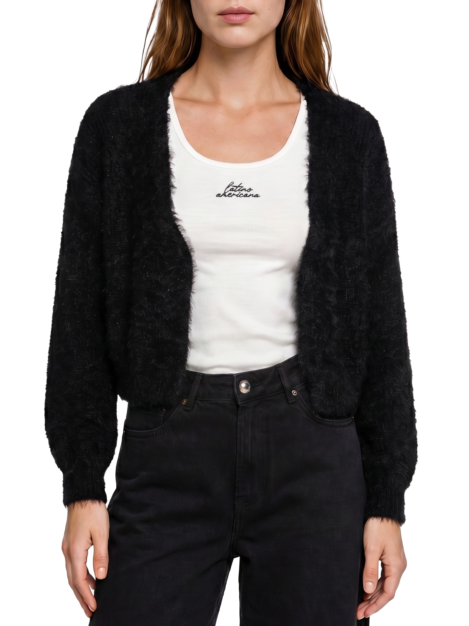 Casaco Feminino Tricot Pelinho Preto Cacay