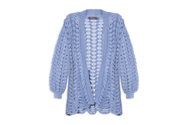Casaco Feminino Tricot Ponto Entrelaçado - Azul