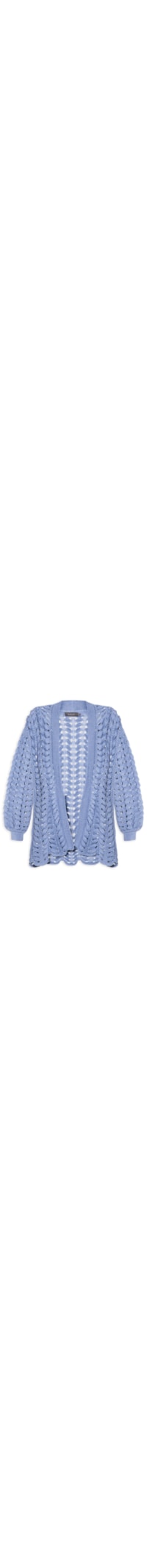 Casaco Feminino Tricot Ponto Entrelaçado - Azul