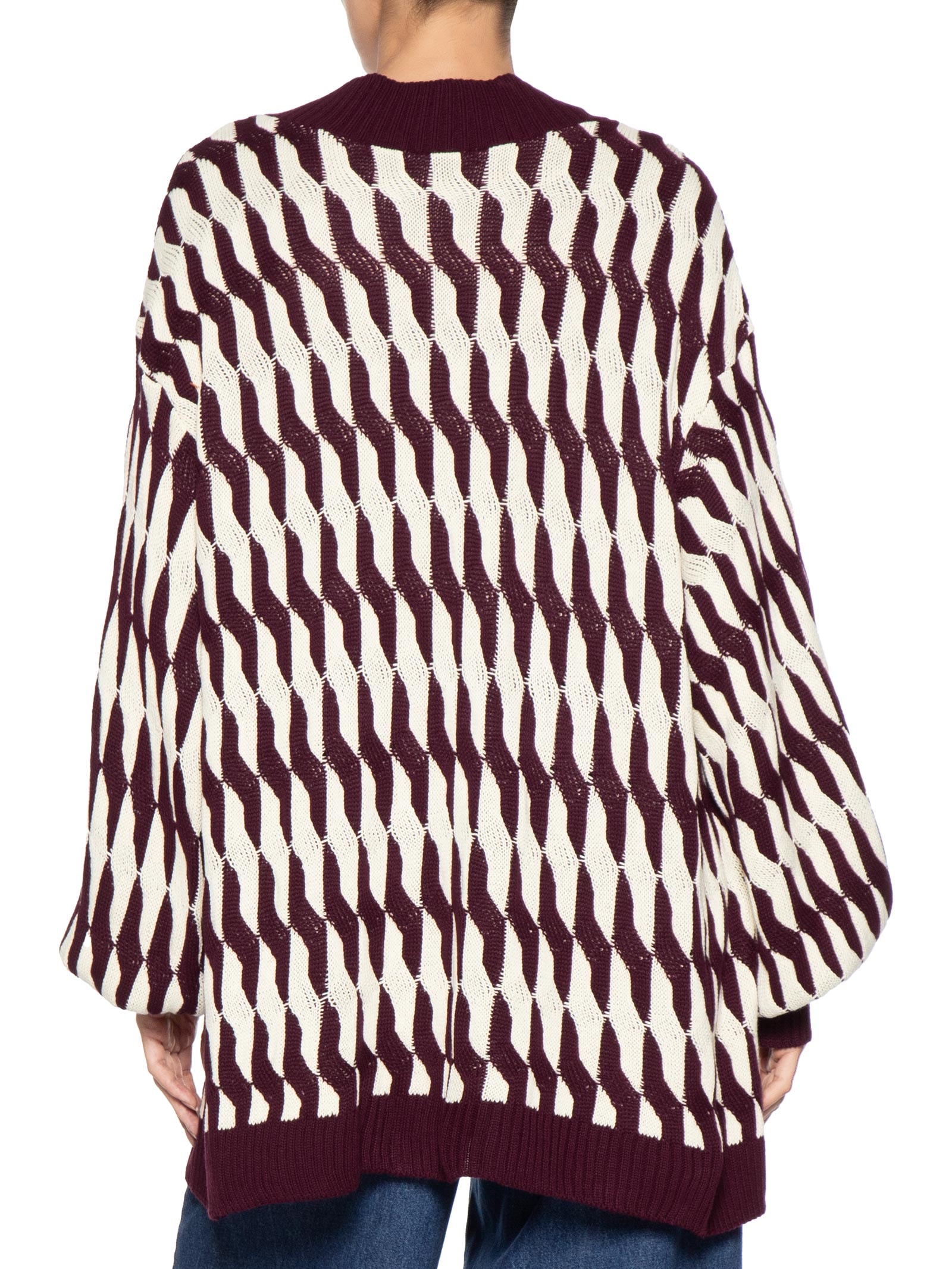 Casaco Feminino Tricot Ponto Relevo Bicolor Vermelho Dress To