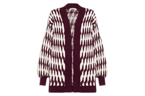Casaco Feminino Tricot Ponto Relevo Bicolor - Vermelho