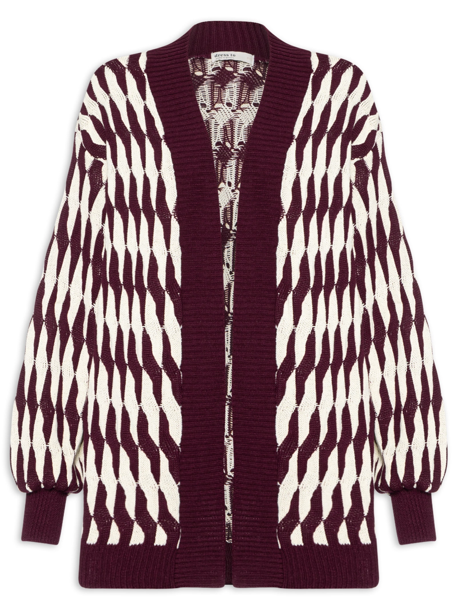 Casaco Feminino Tricot Ponto Relevo Bicolor Vermelho Dress To