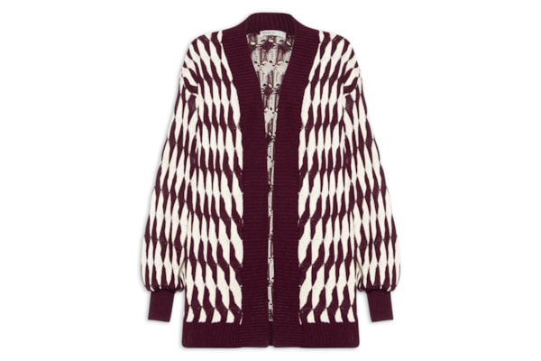 Casaco Feminino Tricot Ponto Relevo Bicolor - Vermelho