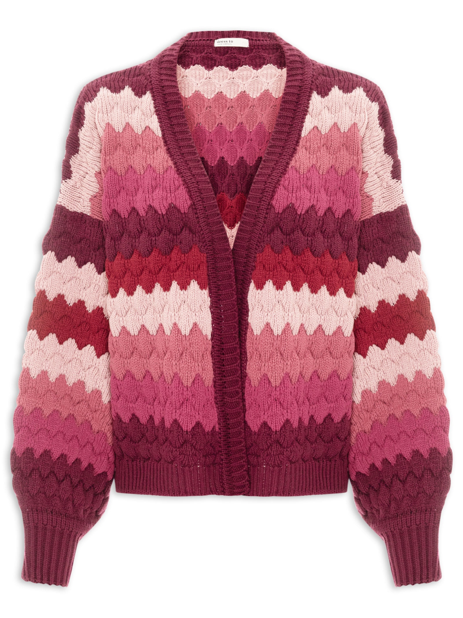 Casaco Feminino Tricot Texturizado Colorido – Rosa Dress To