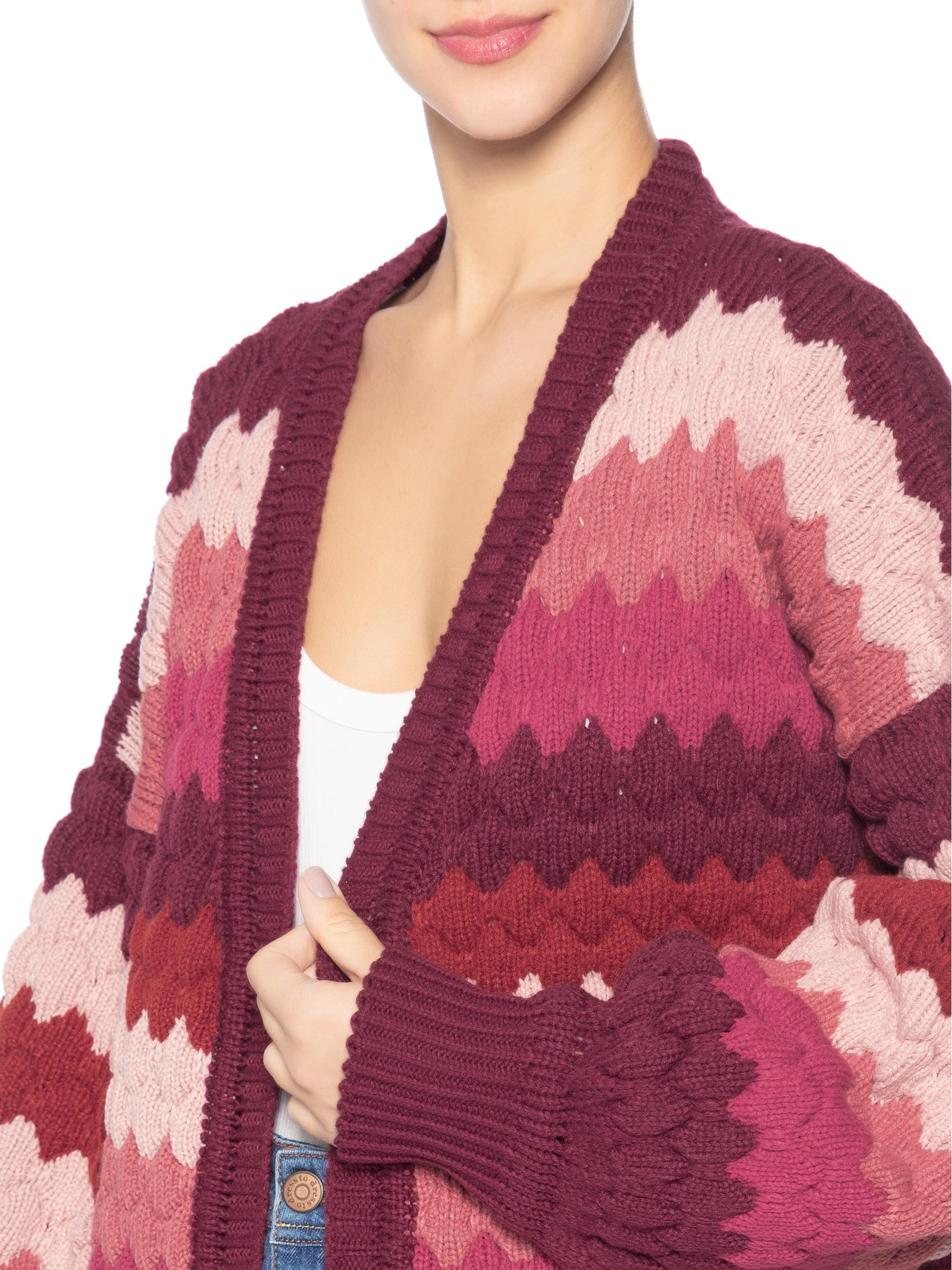 Casaco Feminino Tricot Texturizado Colorido – Rosa Dress To