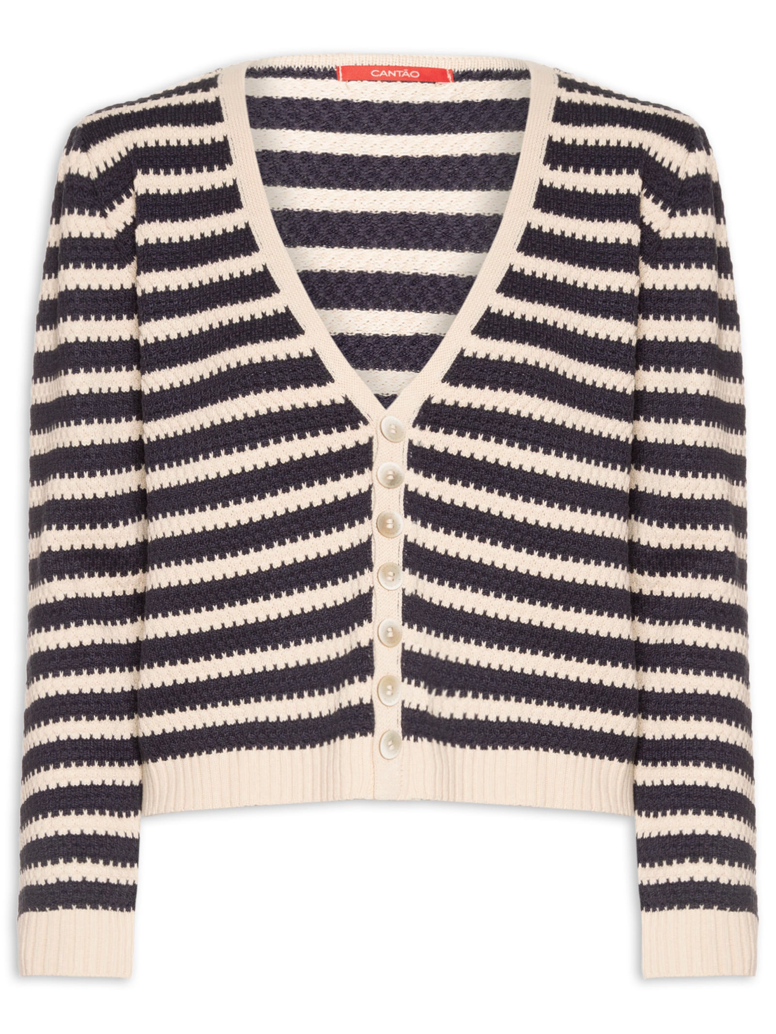 Casaco Feminino Tricot Trama Listrada Preto Cantão
