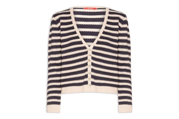 Casaco Feminino Tricot Trama Listrada - Preto