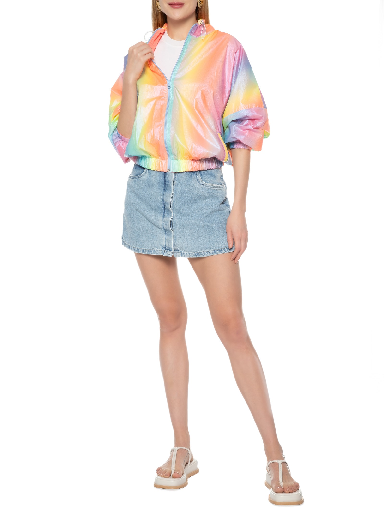 Casaco Feminino Windbreack Nylon Multicolor Laranja Cantão