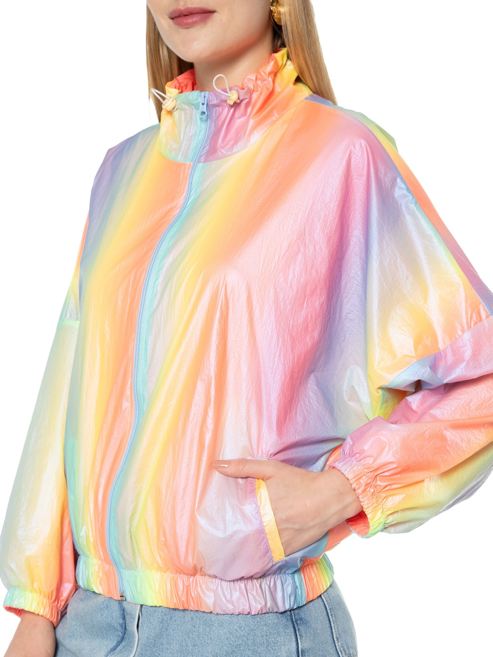 Casaco Feminino Windbreack Nylon Multicolor Laranja Cantão