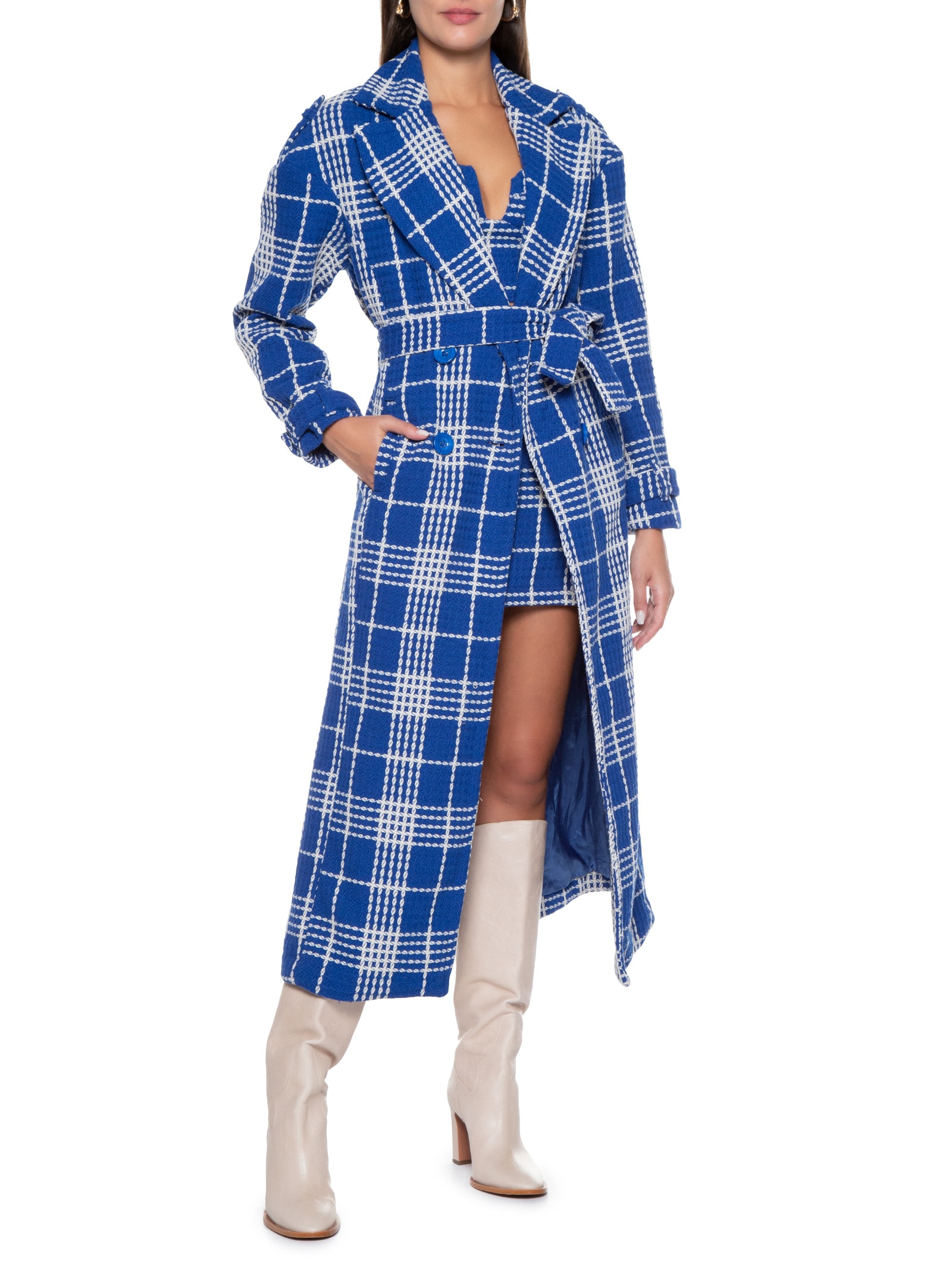 Colcci Casaco Feminino Xadrez Azul1