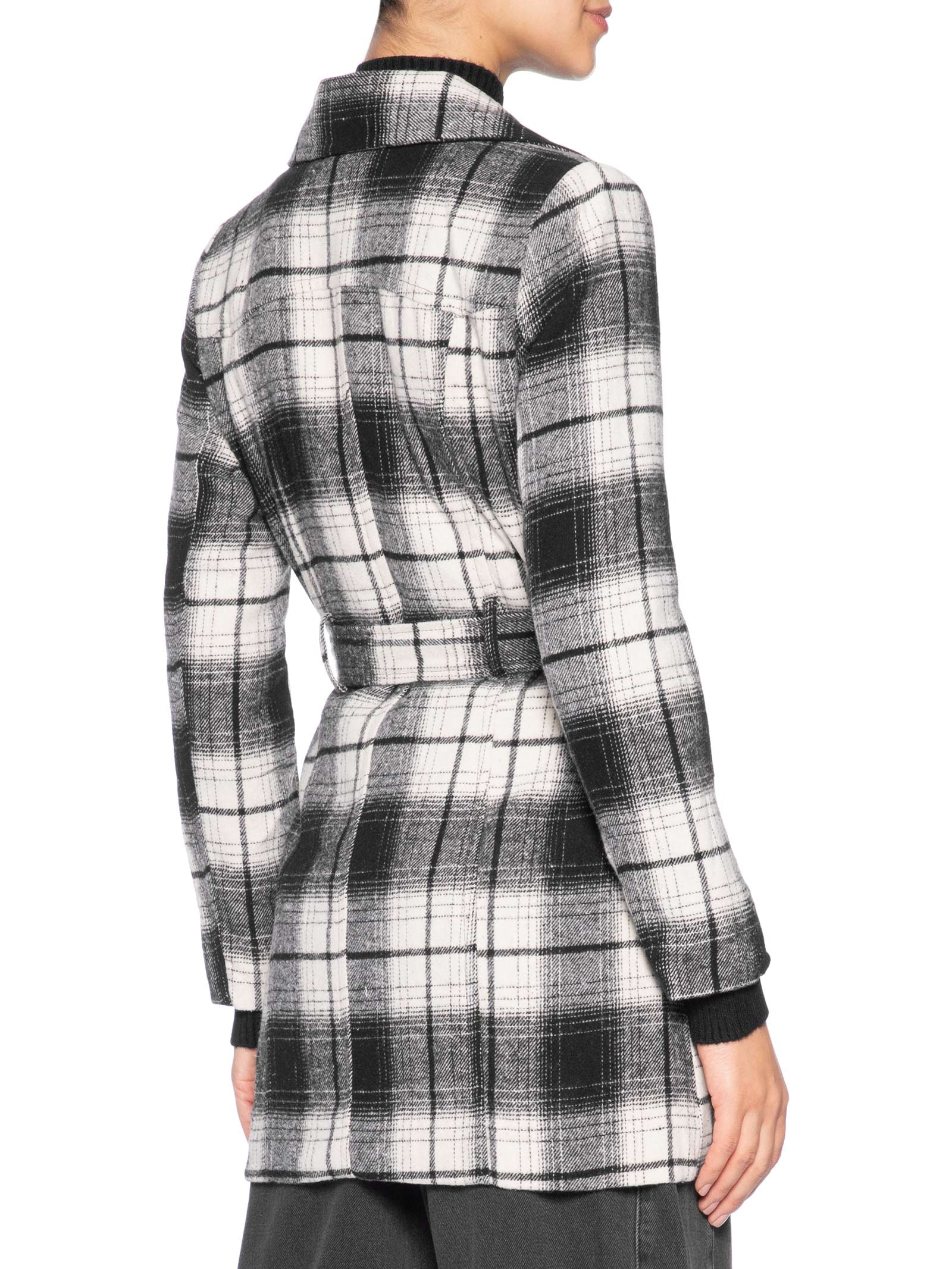 Casaco Feminino Xadrez Com Faixa Preto Basiq