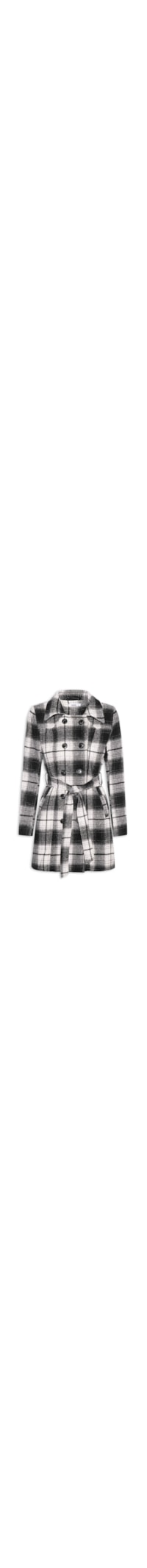 Casaco Feminino Xadrez Com Faixa - Preto