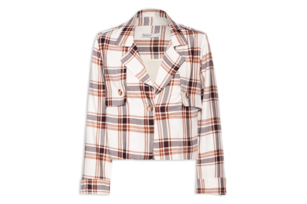 Casaco Feminino Xadrez Sobreposição - Bege