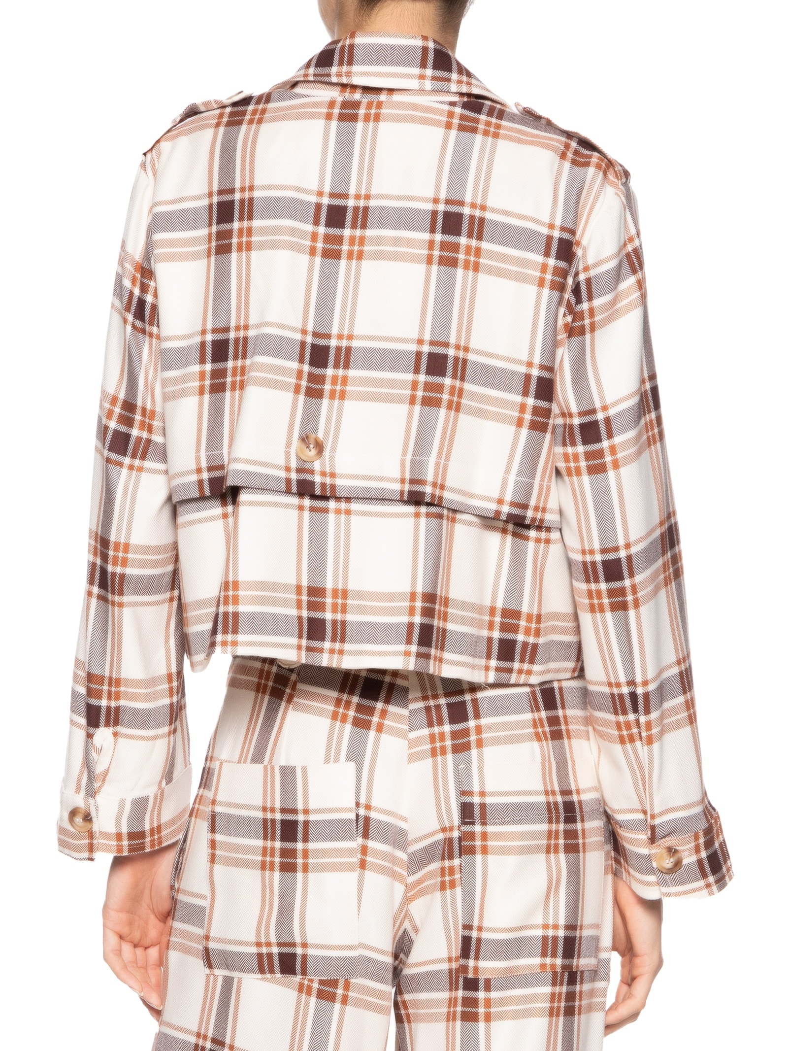 Casaco Feminino Xadrez Sobreposição Bege Dress To