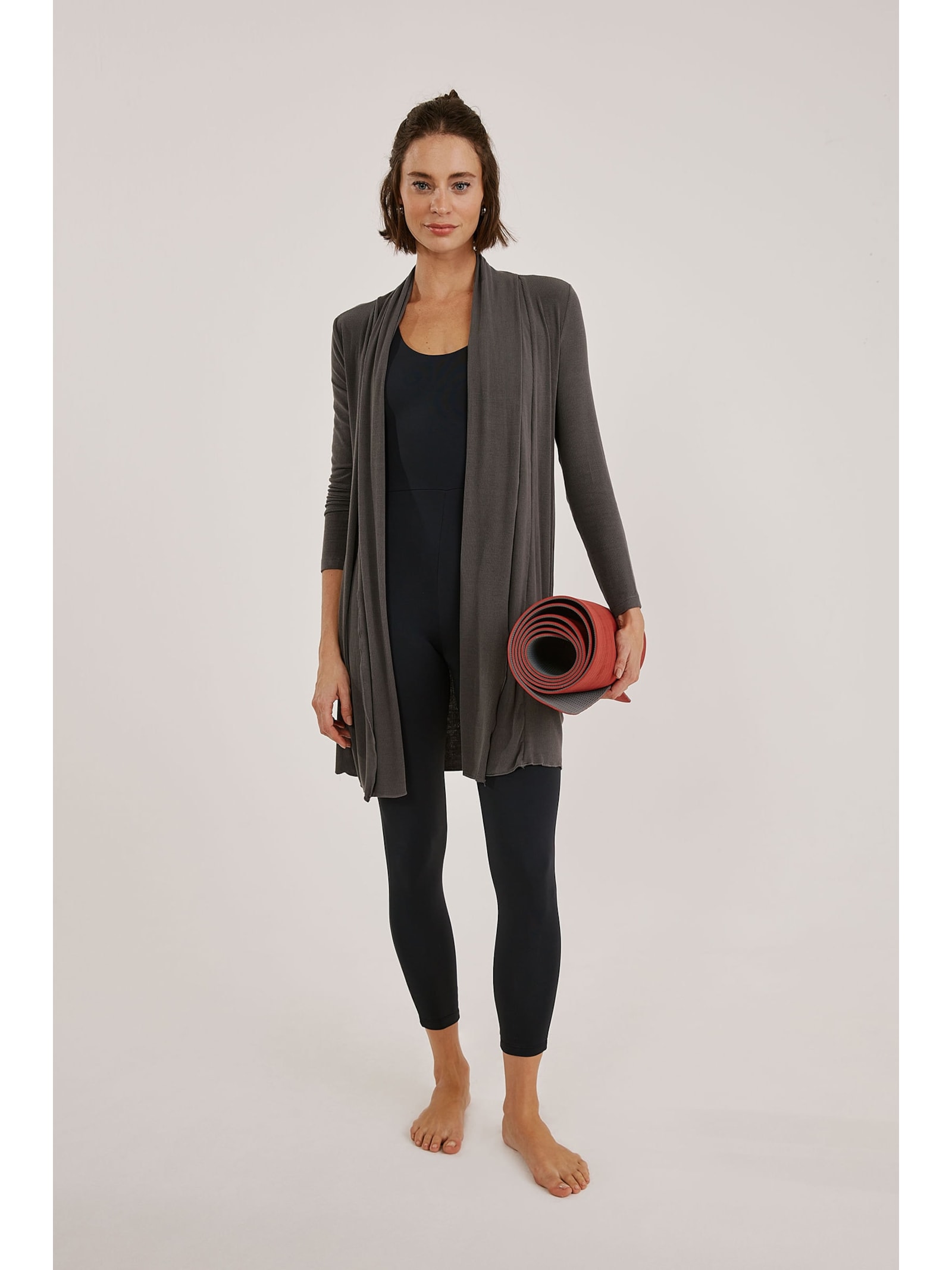 Casaco Grafite Canelado Bambu Comfort Yogini