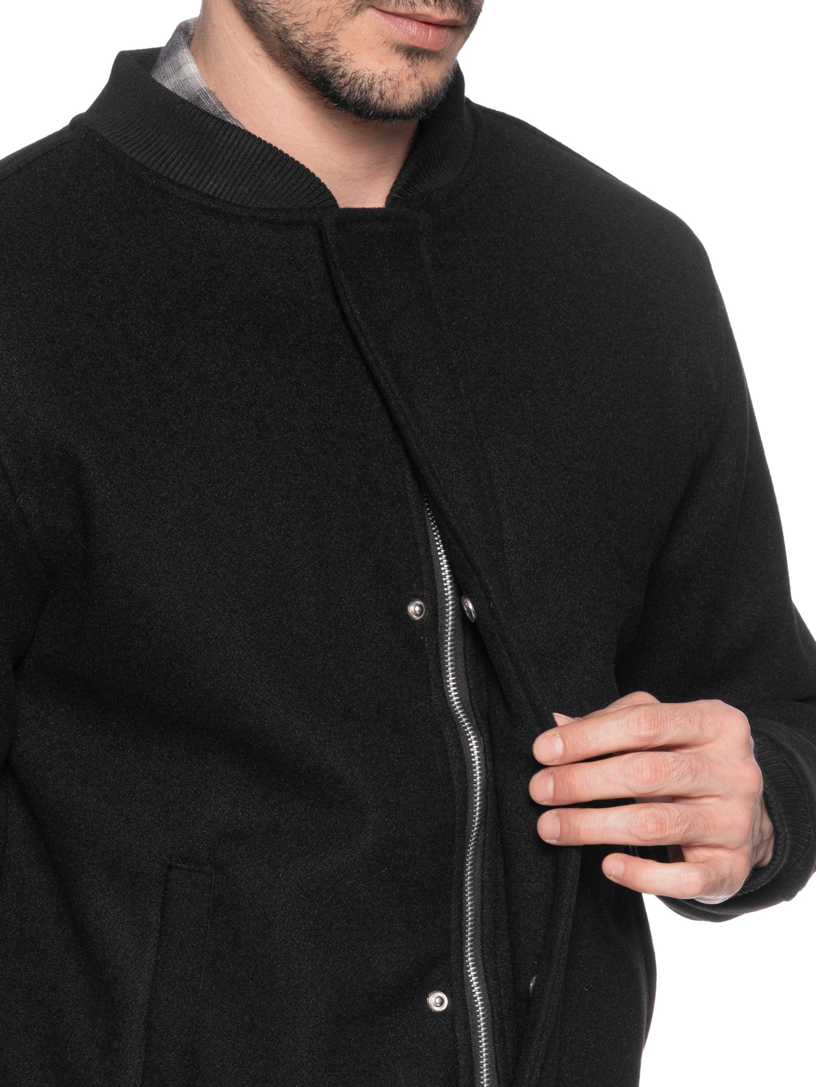 Casaco Masculino Bomber Lã Preto Basiq Men