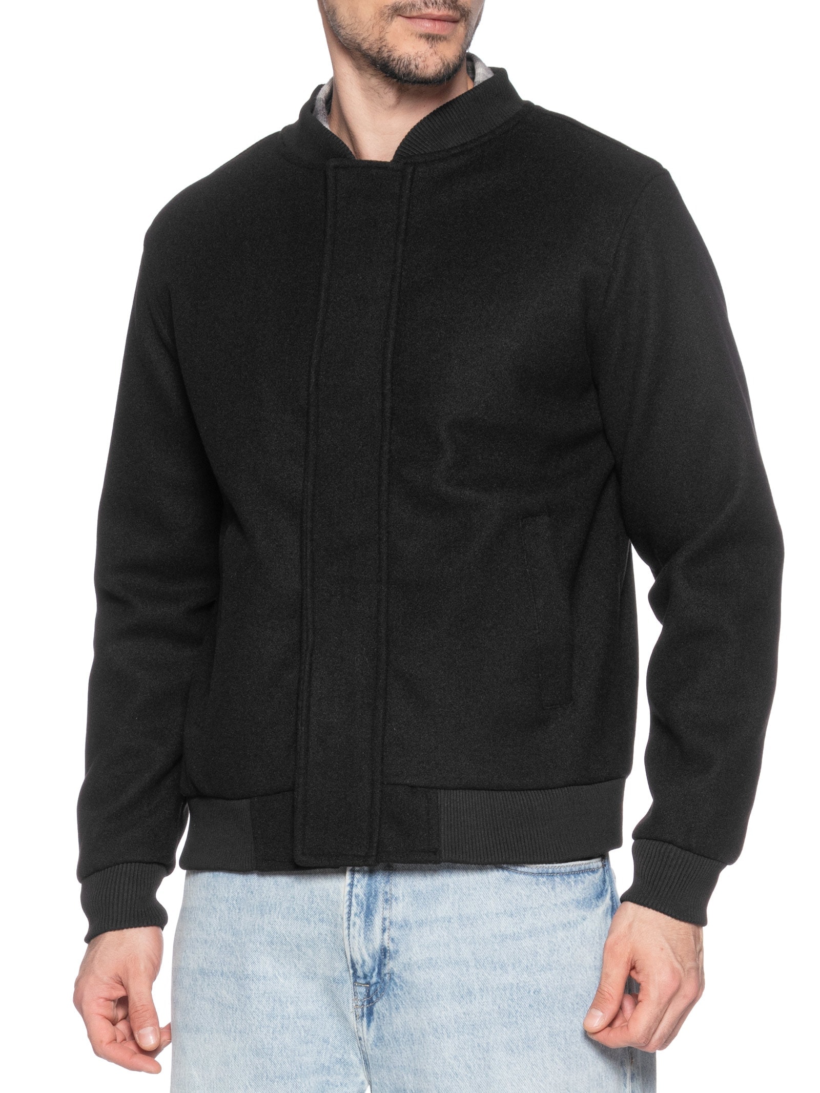 Casaco Masculino Bomber Lã Preto Basiq Men