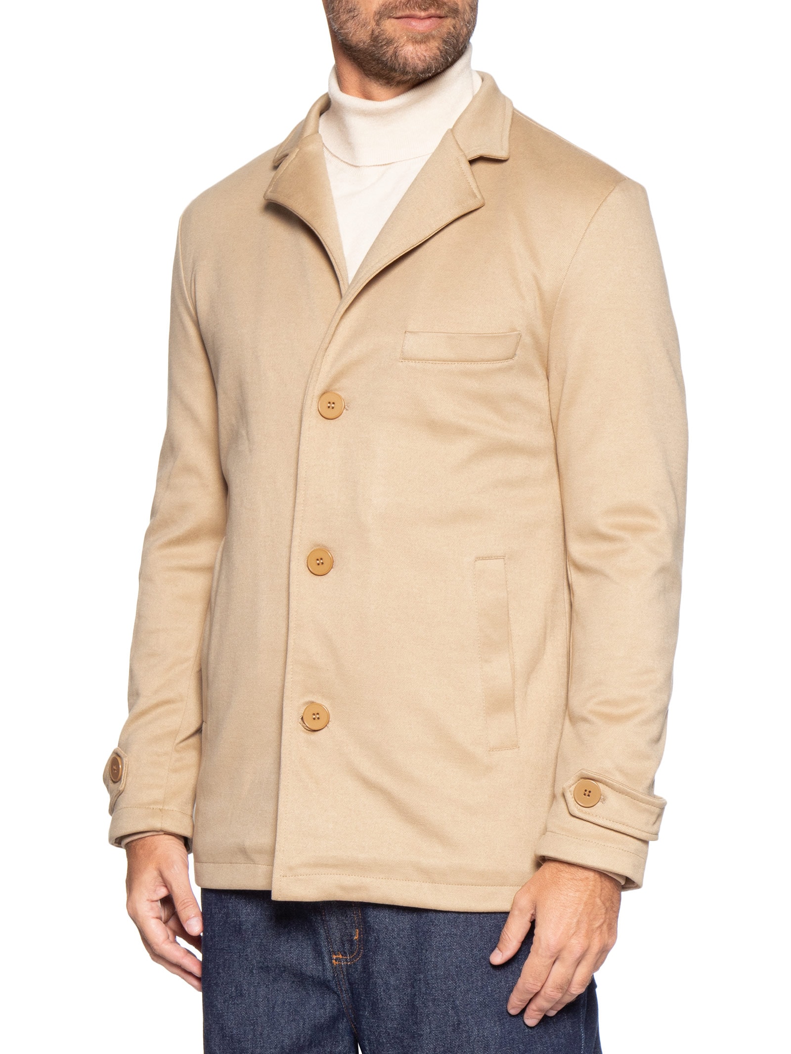 Casaco Masculino Botões Clássico Bege '2 Essential