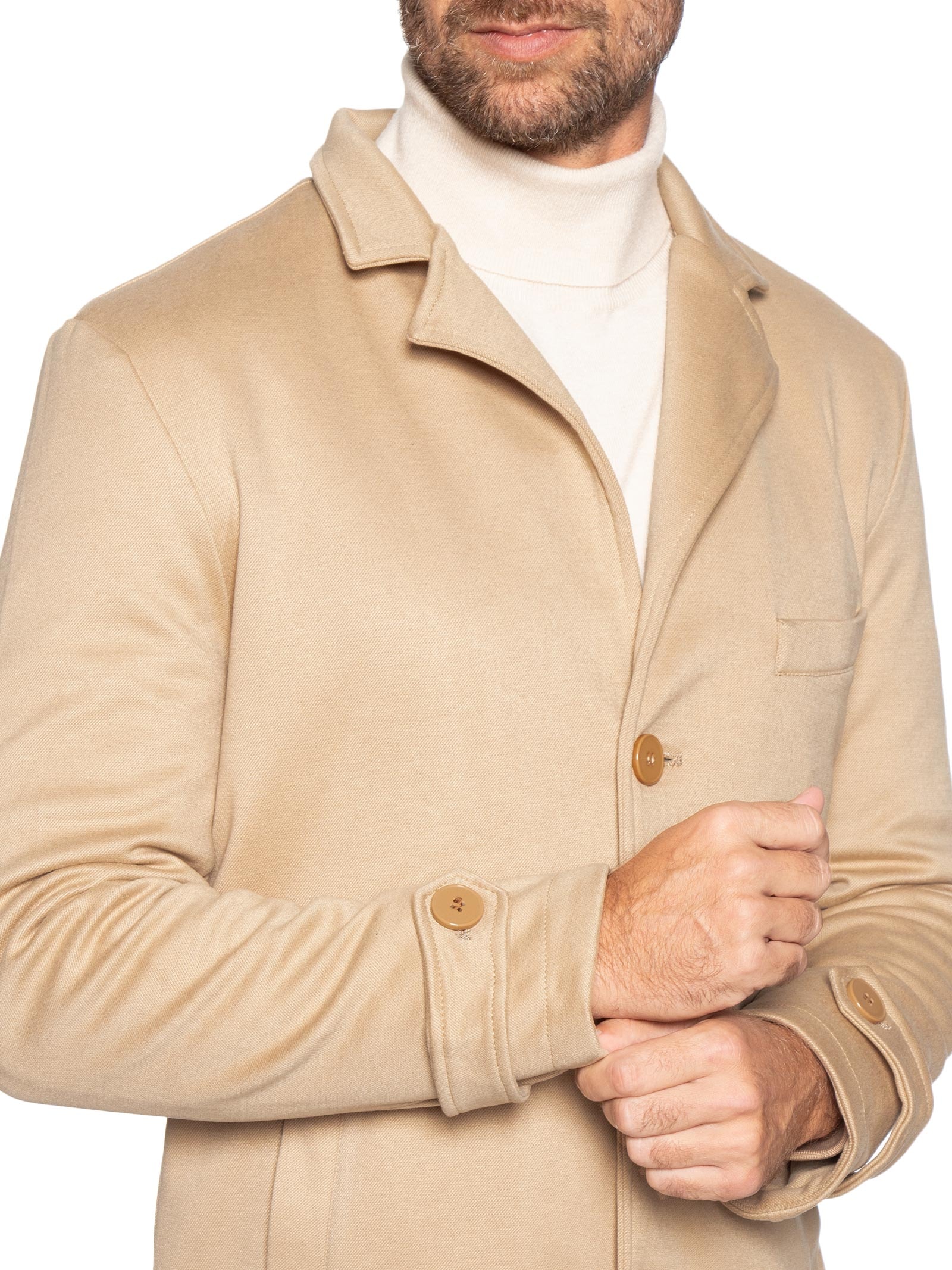 Casaco Masculino Botões Clássico Bege '2 Essential