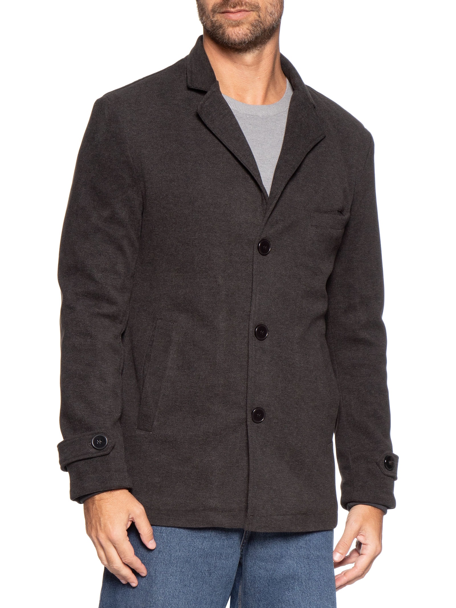 Casaco Masculino Botões Clássico Cinza '2 Essential