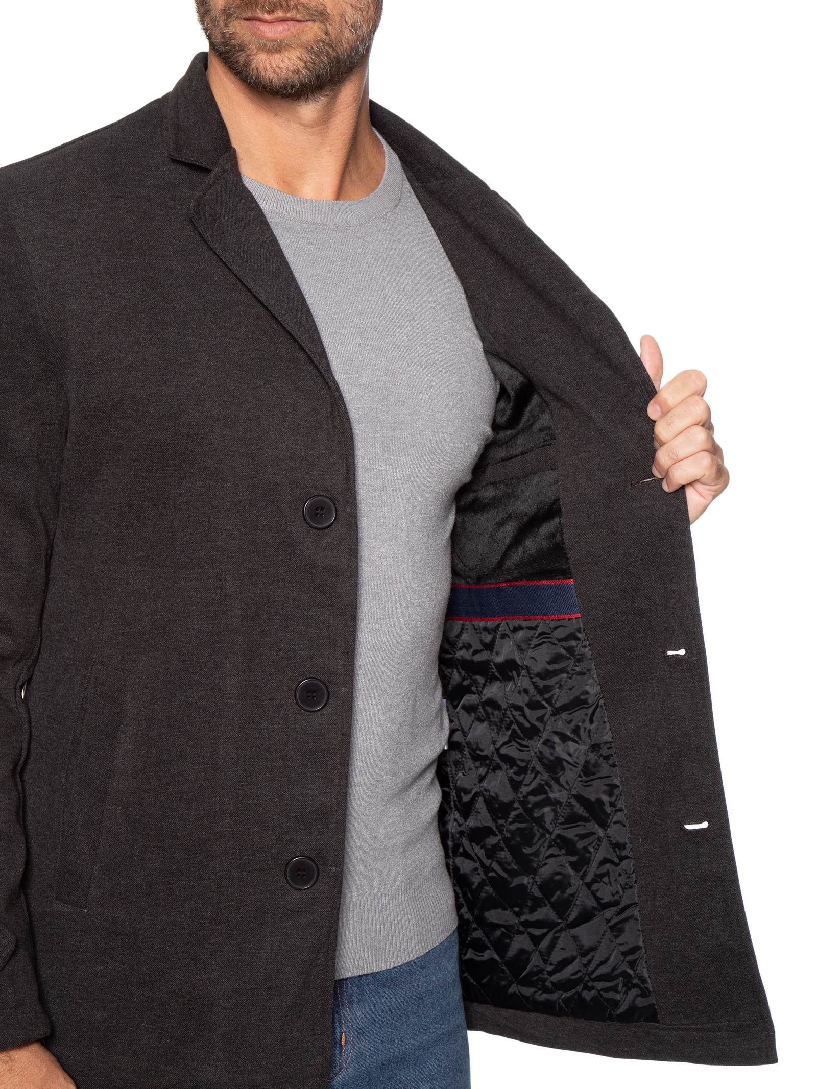 Casaco Masculino Botões Clássico Cinza '2 Essential
