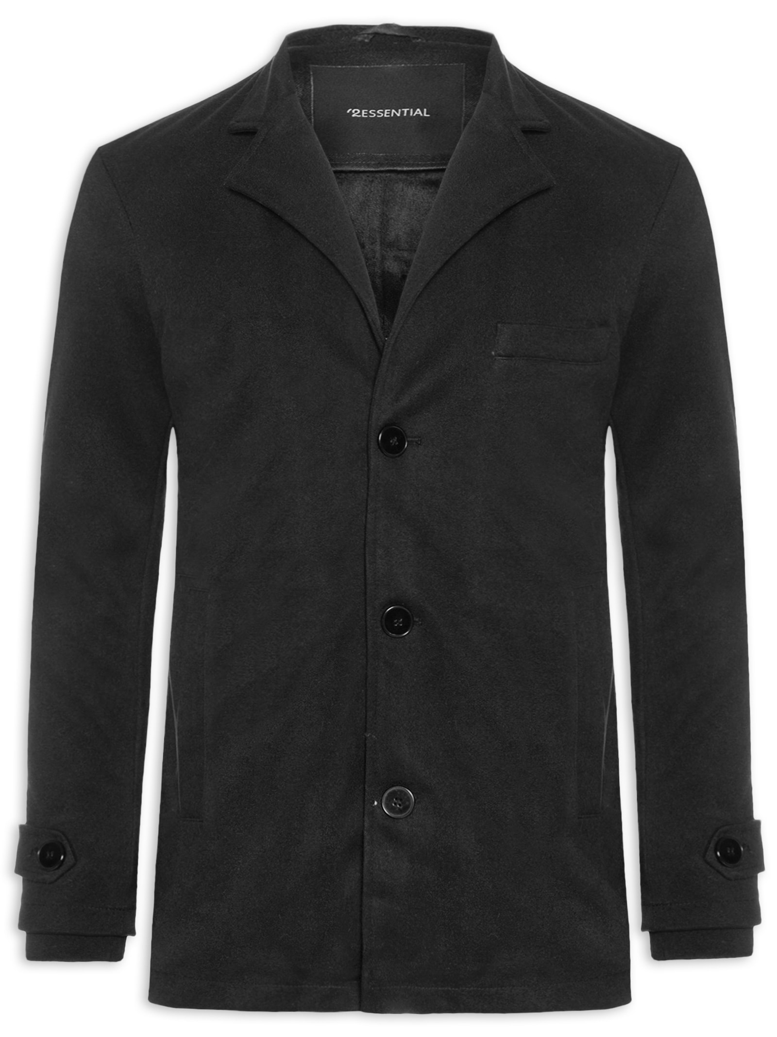 Casaco Masculino Botões Clássico Preto '2 Essential