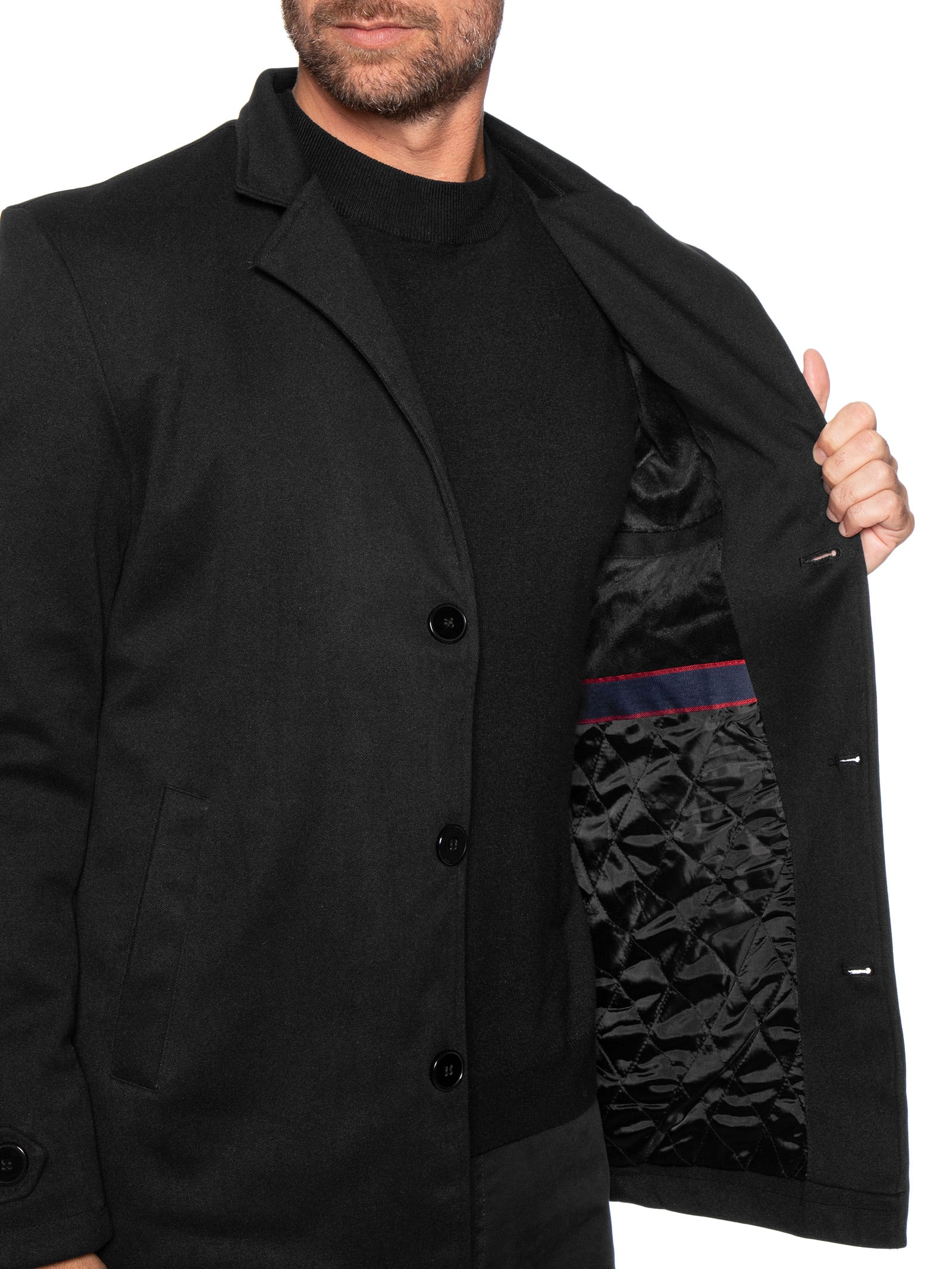 Casaco Masculino Botões Clássico Preto '2 Essential