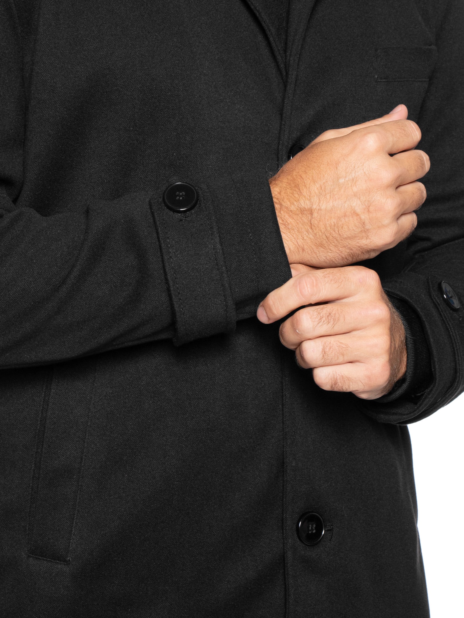 Casaco Masculino Botões Clássico Preto '2 Essential
