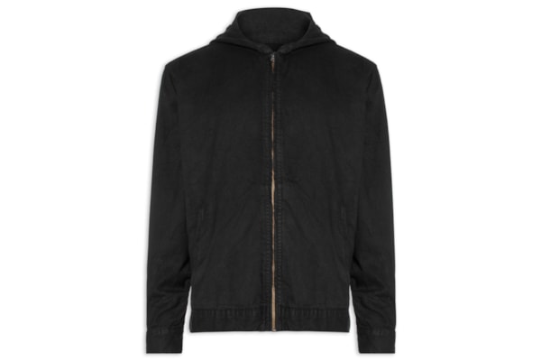 Casaco Masculino Capuz Twill Wrinkled - Preto