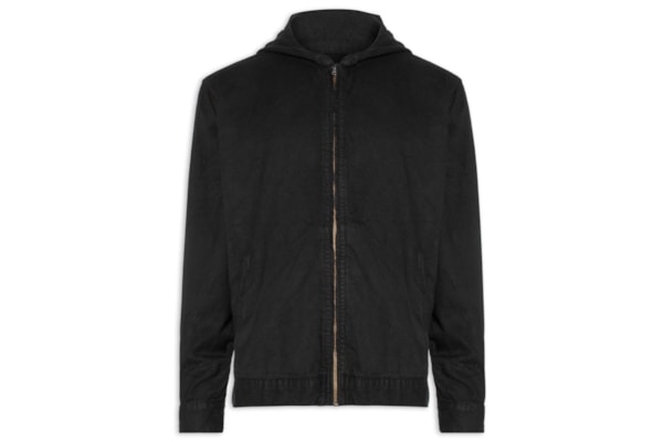Casaco Masculino Capuz Twill Wrinkled - Preto