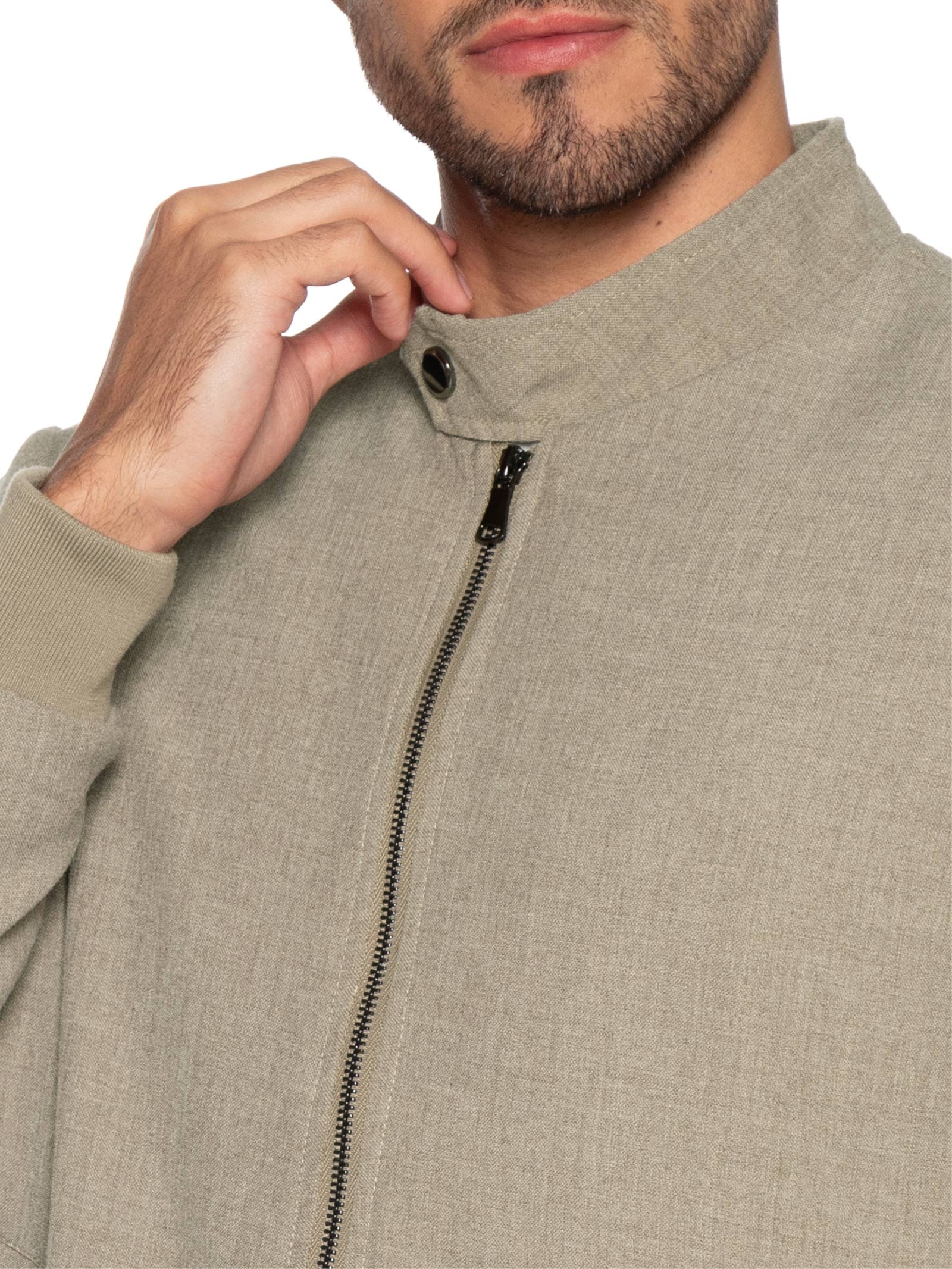 Casaco Masculino Clássico Com Gola Alta Bege '2 Essential