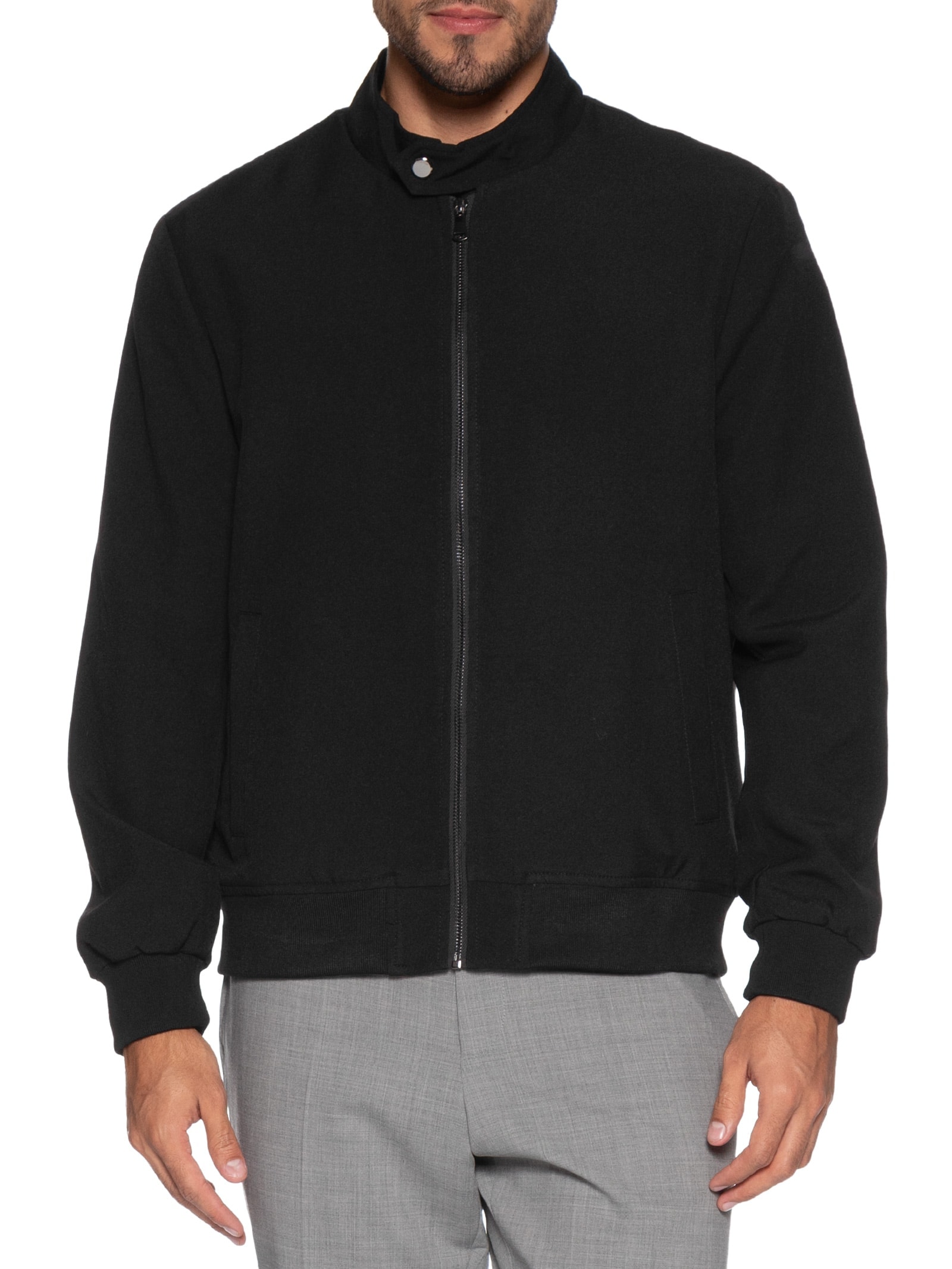 Casaco Masculino Clássico Com Gola Alta Preto '2 Essential
