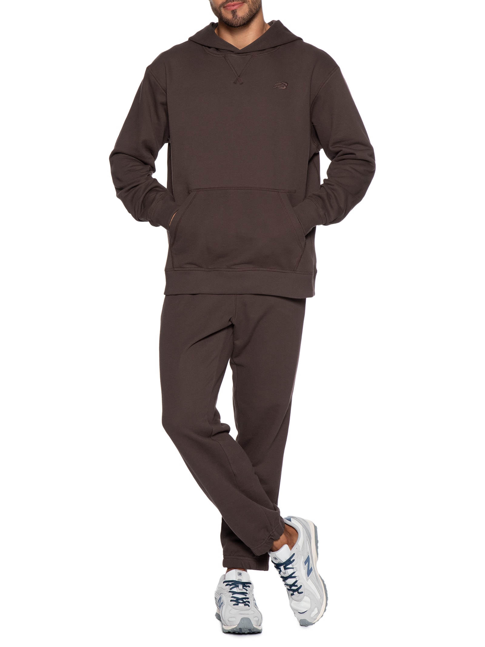 Casaco Masculino Com Capuz Athletics Small Logo Marrom New Balance