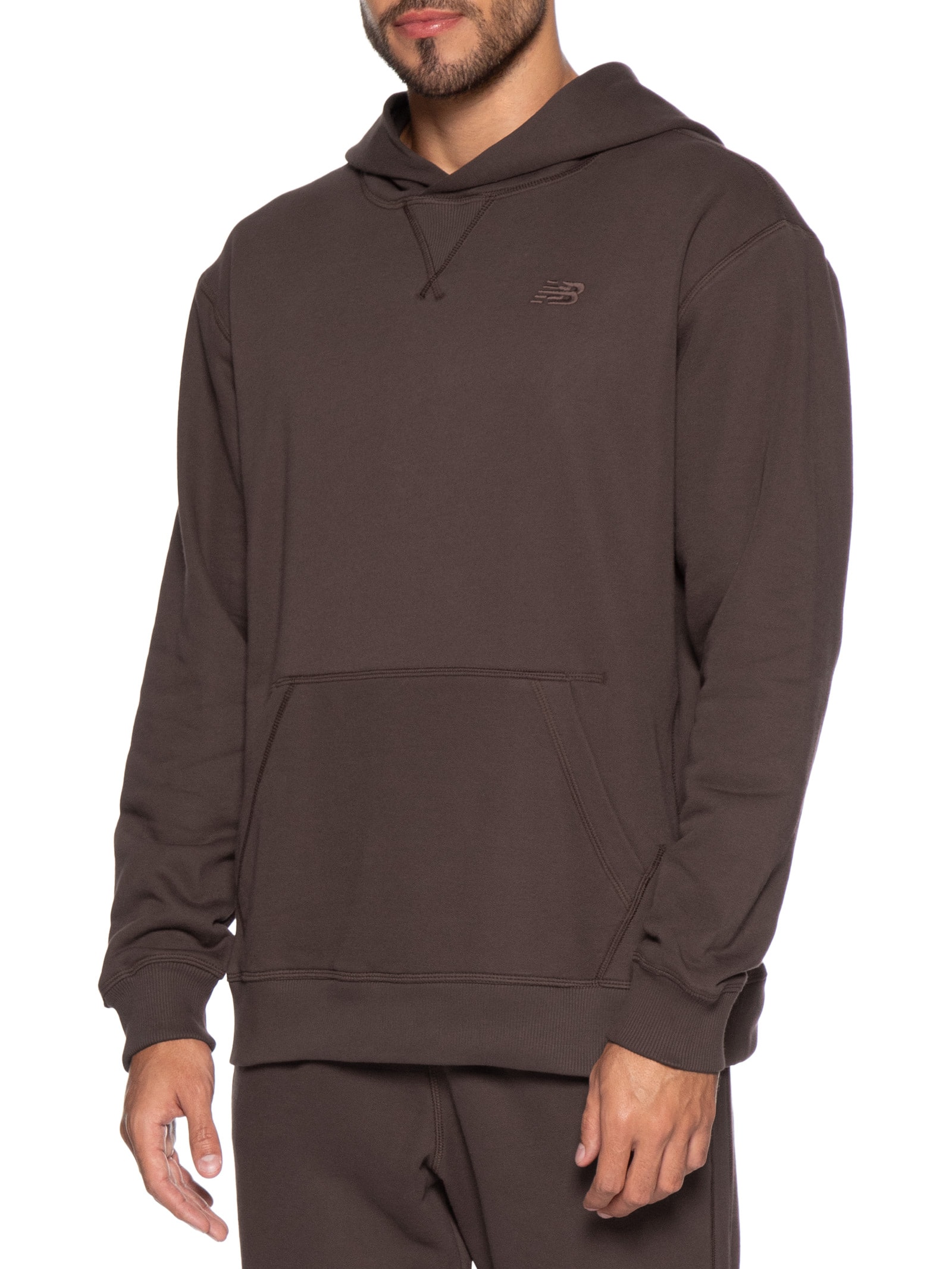 Casaco Masculino Com Capuz Athletics Small Logo Marrom New Balance